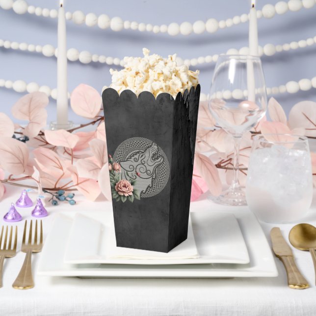 Viking Wolf & Roses. A stylised wolf's head, Favour Box (Wedding)