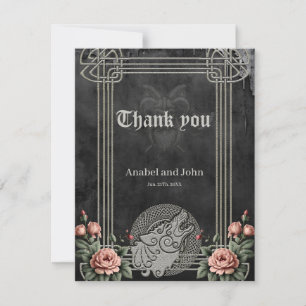 Viking Wolf & Roses. A stylised wolf's head, Thank You Card
