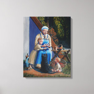 Viking woman/mother/children -- Scottie dog - cat Canvas Print
