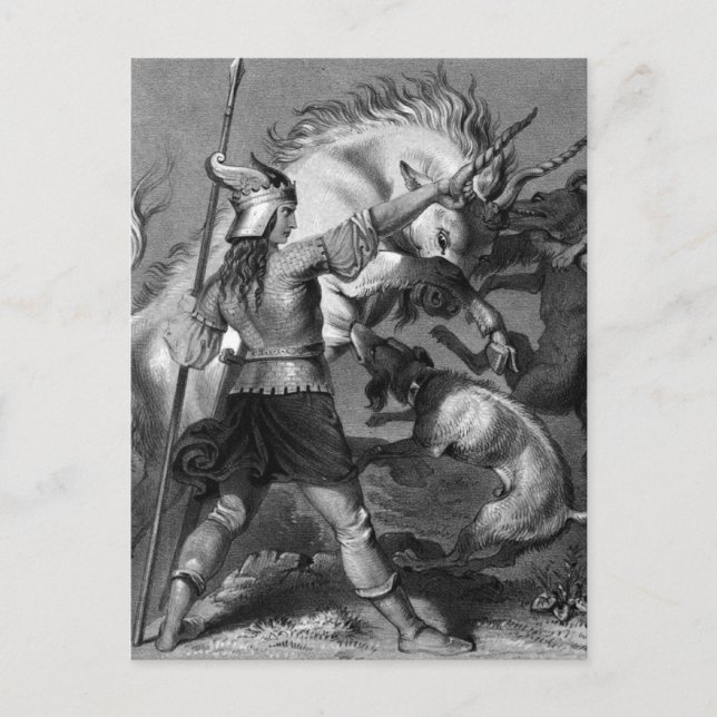 Viking Woman with Spear and Winged Helmet Postcard (Front)