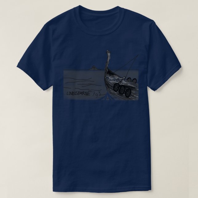 Vikings arriving at Lindisfarne by 9BH T-Shirt (Design Front)
