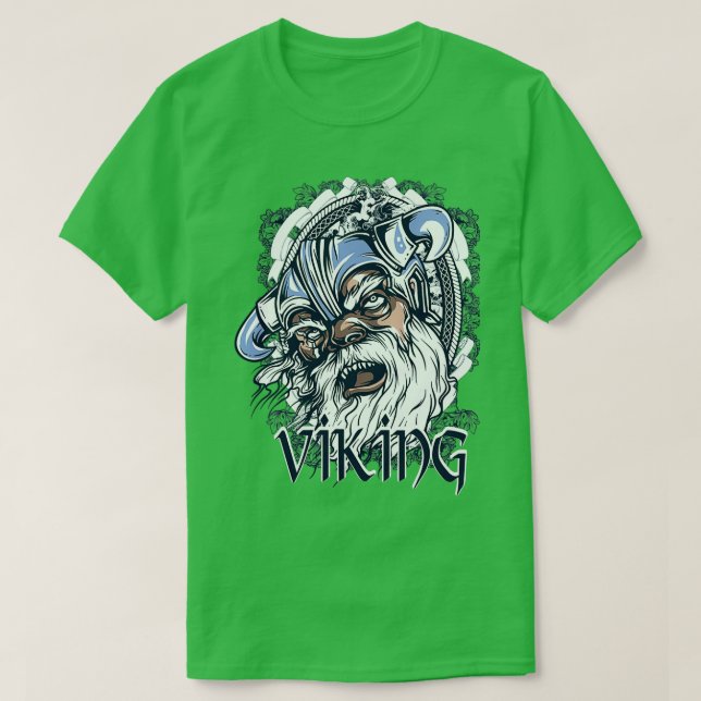 Vikings Head Illustration Design Drawing Artwork T-Shirt (Design Front)