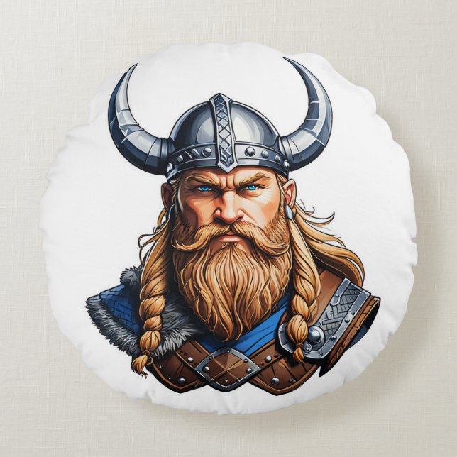 Vikings Nordic Man Round Cushion (Front)