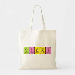 Vikki periodic table name tote bag