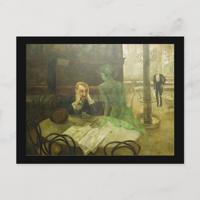 Viktor Oliva. Absinthe Drinker Postcard (Front)