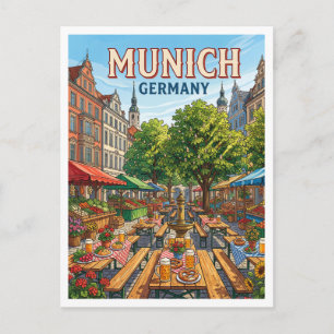 Viktualienmarkt Beer Garden Munich Germany Postcard