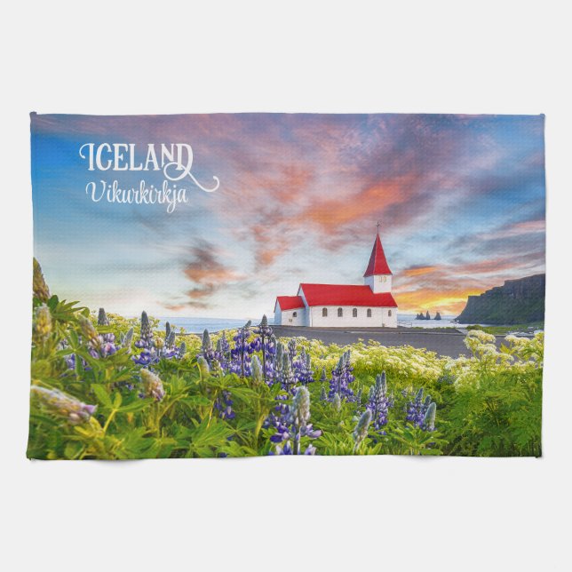 Vikurkirkja, Iceland Tea Towel (Horizontal)