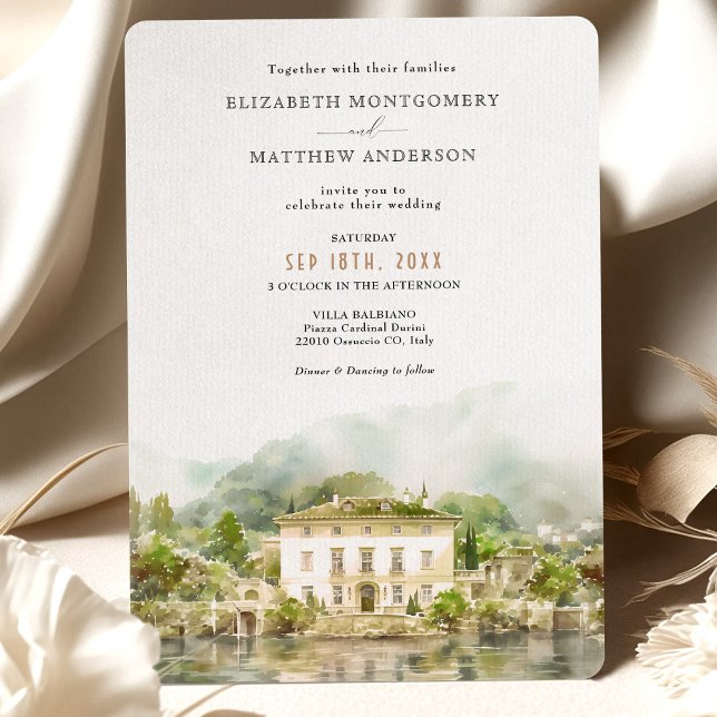 Villa Balbiano Lake Como Italy Wedding Invitation (Creator Uploaded)