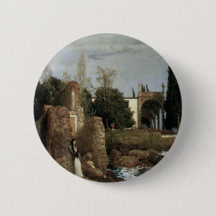 Villa By The Sea by Arnold Bocklin, Symbolism Art 6 Cm Round Badge
