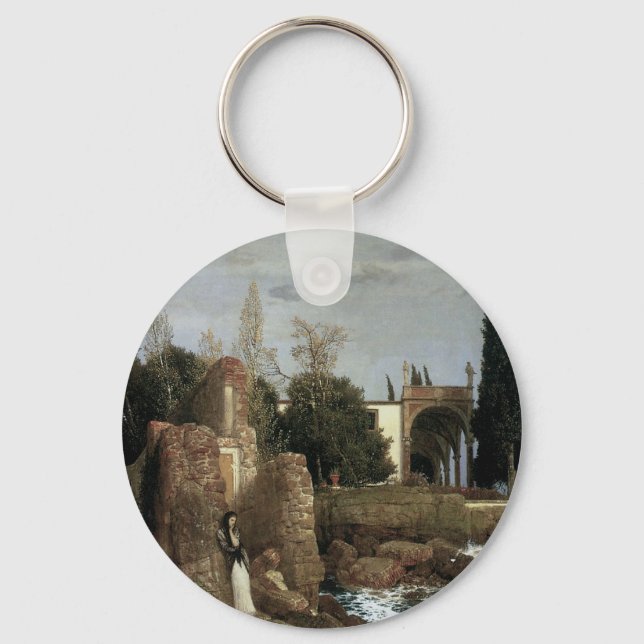 Villa By The Sea by Arnold Bocklin, Symbolism Art Key Ring (Front)