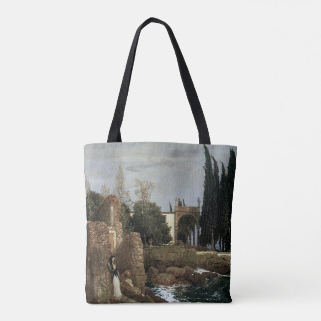 Villa By The Sea by Arnold Bocklin, Symbolism Art Tote Bag (Back)