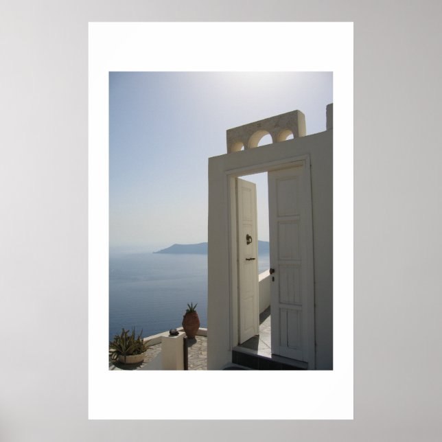 Villa door in Santorini Poster (Front)