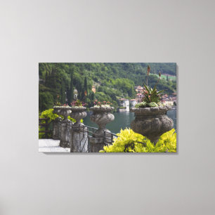 Villa Monastero, gardens and lakefront, Varenna, Canvas Print