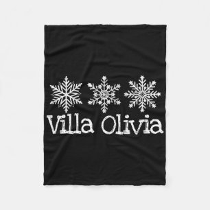 Villa Olivia Illinois Skier Skiing Ski Snowflakes Fleece Blanket