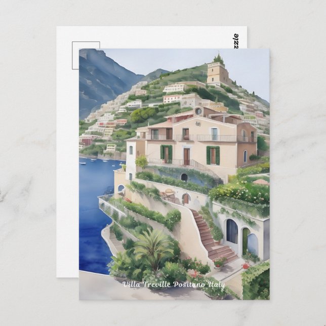 Villa Treville Positano Italy Exclusive Art Postcard (Front/Back)