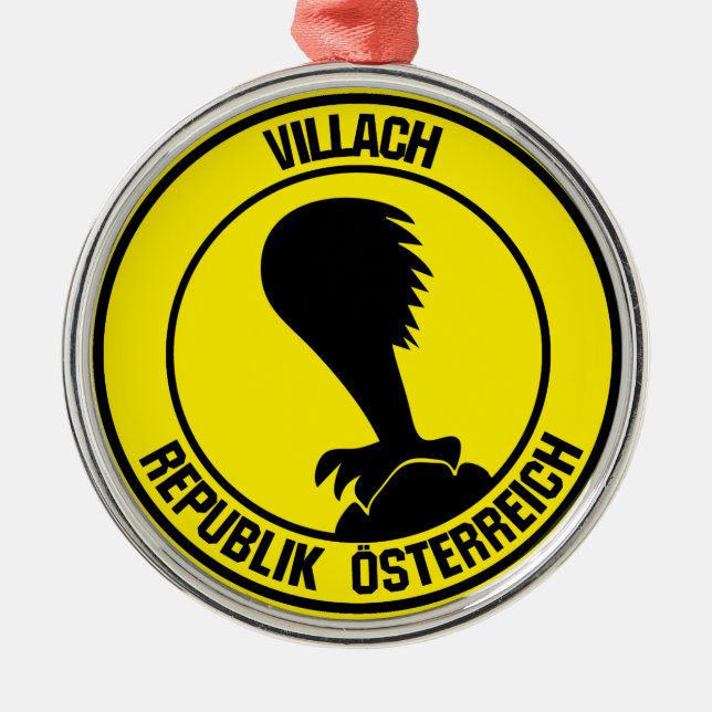 Villach Round Emblem Metal Tree Decoration (Front)