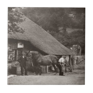 Village blacksmith vintage photo tile