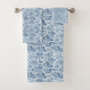 Village Blue Toile Bath Towel Set