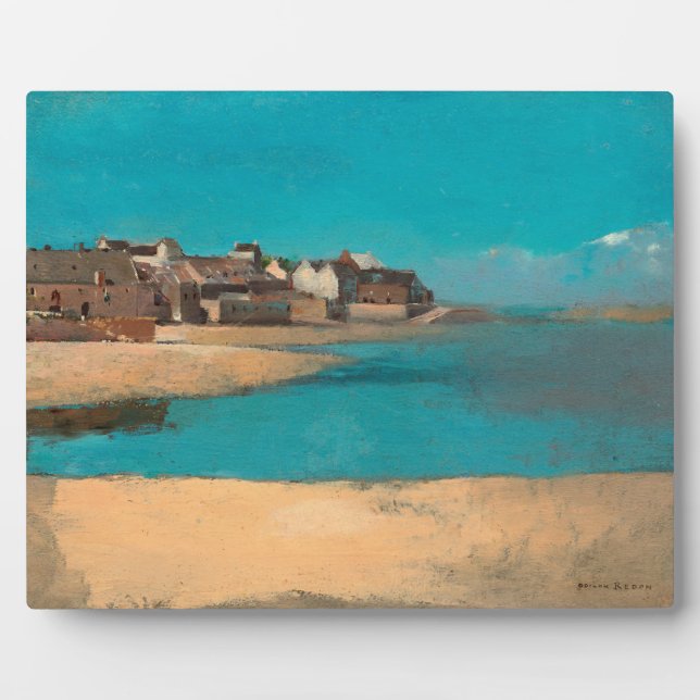 Village by the Sea in Brittany by Odilon Redon Plaque (Front)