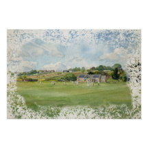 Village Cricket Under Yorkshire Skies Watercolour