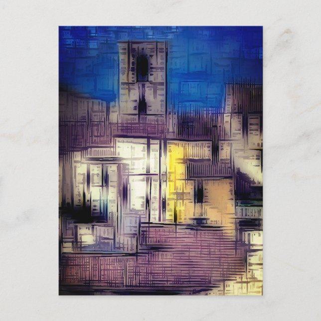 Village digital effect of style "impression" holiday postcard (Front)