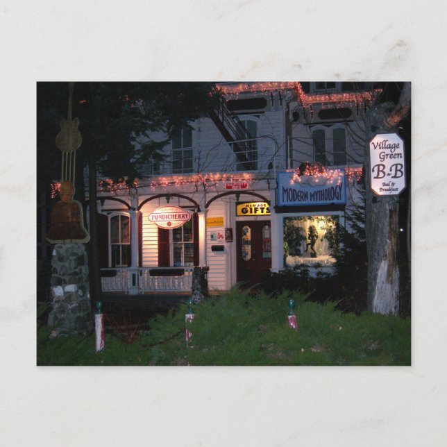 Village Green Christmas Woodstock, NY Holiday Postcard (Front)