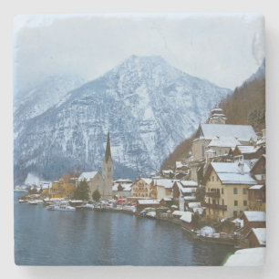 Village Hallstatt On The Lake - Salzburg Austria Stone Coaster
