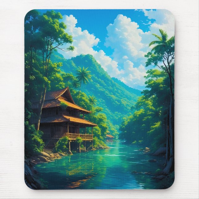 Village in Nature’s Embrace Mouse Pad (Front)