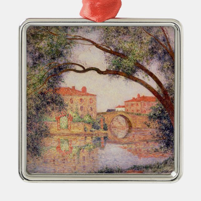 Village in Normandy Metal Tree Decoration (Front)