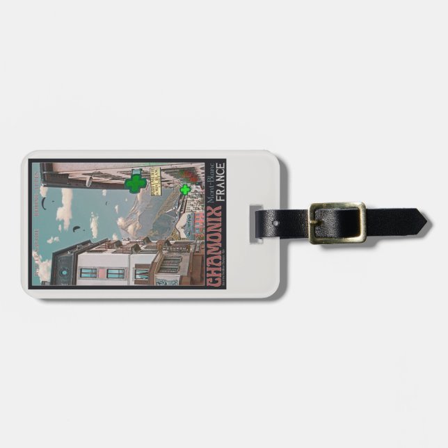 Village of Chamonix (black) Luggage Tag (Front Horizontal)