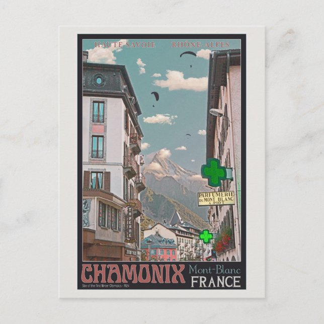 Village of Chamonix (black) Postcard (Front)