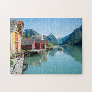 Village of Fjærland and a fjord in Norway jigsaw Puzzle
