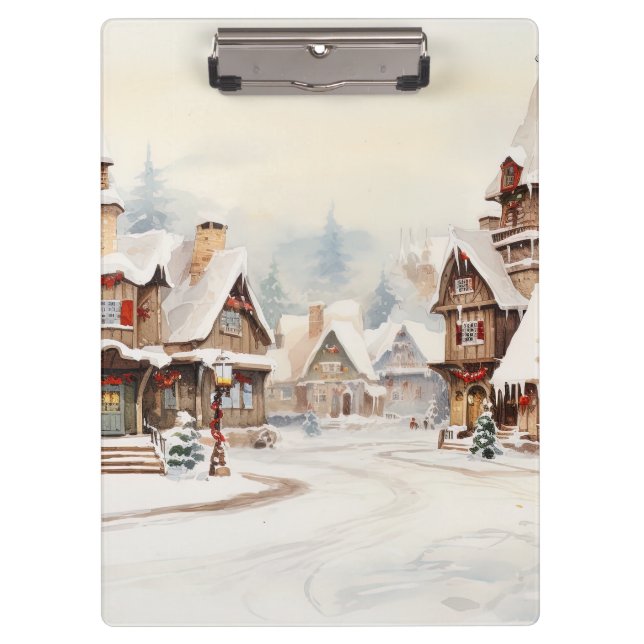 Village on a Christmas day Clipboard (Front)