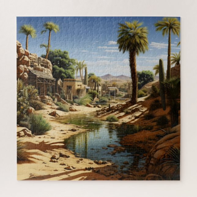 Village on Desert Jigsaw Puzzle (Vertical)