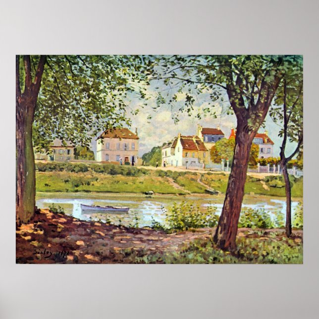 Village on the banks of the Seine by Alfred Sisley Poster (Front)