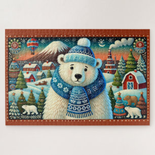 Village Polar Bears and Christmas Trees Jigsaw Puzzle