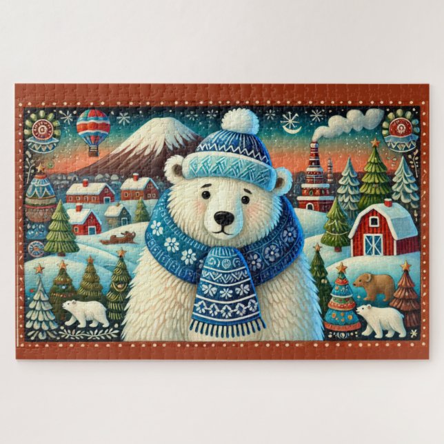 Village Polar Bears and Christmas Trees Jigsaw Puzzle (Horizontal)