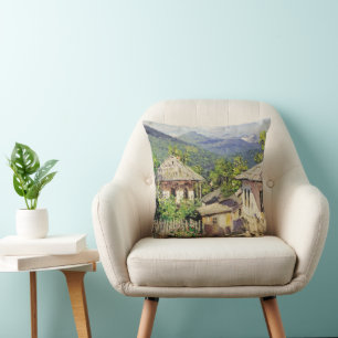 Village Scene by Dubovskoy, 1911 Cushion