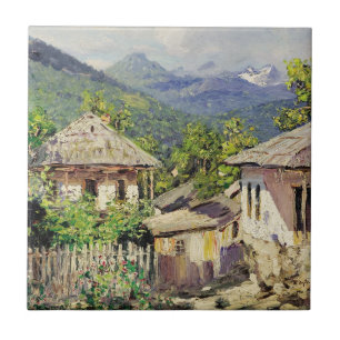 Village Scene by Dubovskoy, 1911 Tile