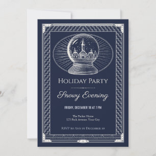 Village Snow Globe Holiday Party Invitation