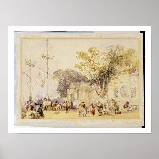 Village Square in the Bay of Hong Kong, plate 5 fr Poster (Front)