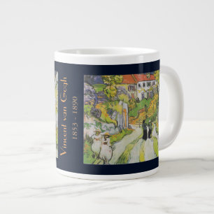 Village Street and Stairs in Auvers with Figures Large Coffee Mug