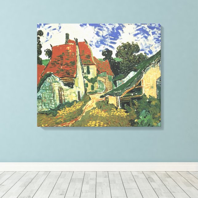 Village Street in Auvers by Vincent van Gogh Canvas Print (Insitu(Wood Floor))