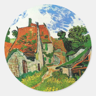 Village Street in Auvers by Vincent Van Gogh Classic Round Sticker
