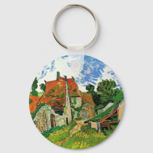 Village Street in Auvers by Vincent Van Gogh Key Ring