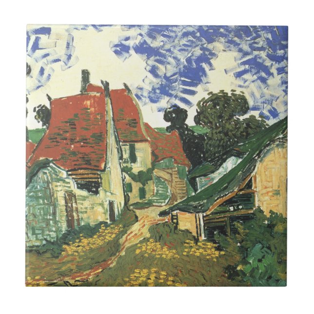 Village Street in Auvers by Vincent van Gogh Tile (Front)