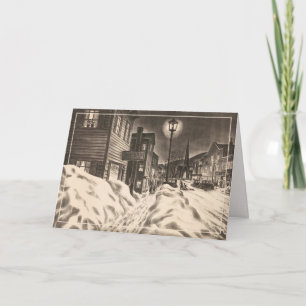 Village Street on a Winter Night Card