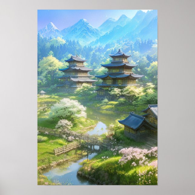 Village Surrounded by Nature Poster (Front)