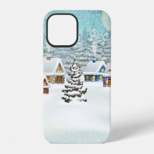 Village winter landscape with snow covered houses iPhone 12 case