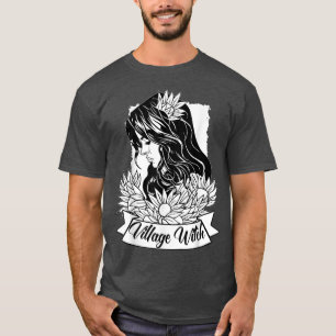 Village Witch Pagan Wicca Girl Nature Magic Sunflo T-Shirt